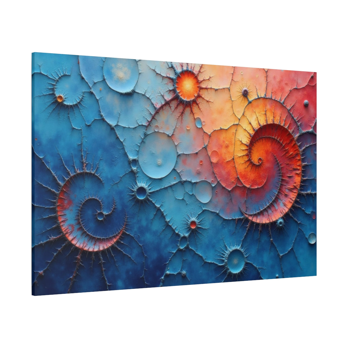 Celestial Spirals in Blue and Coral