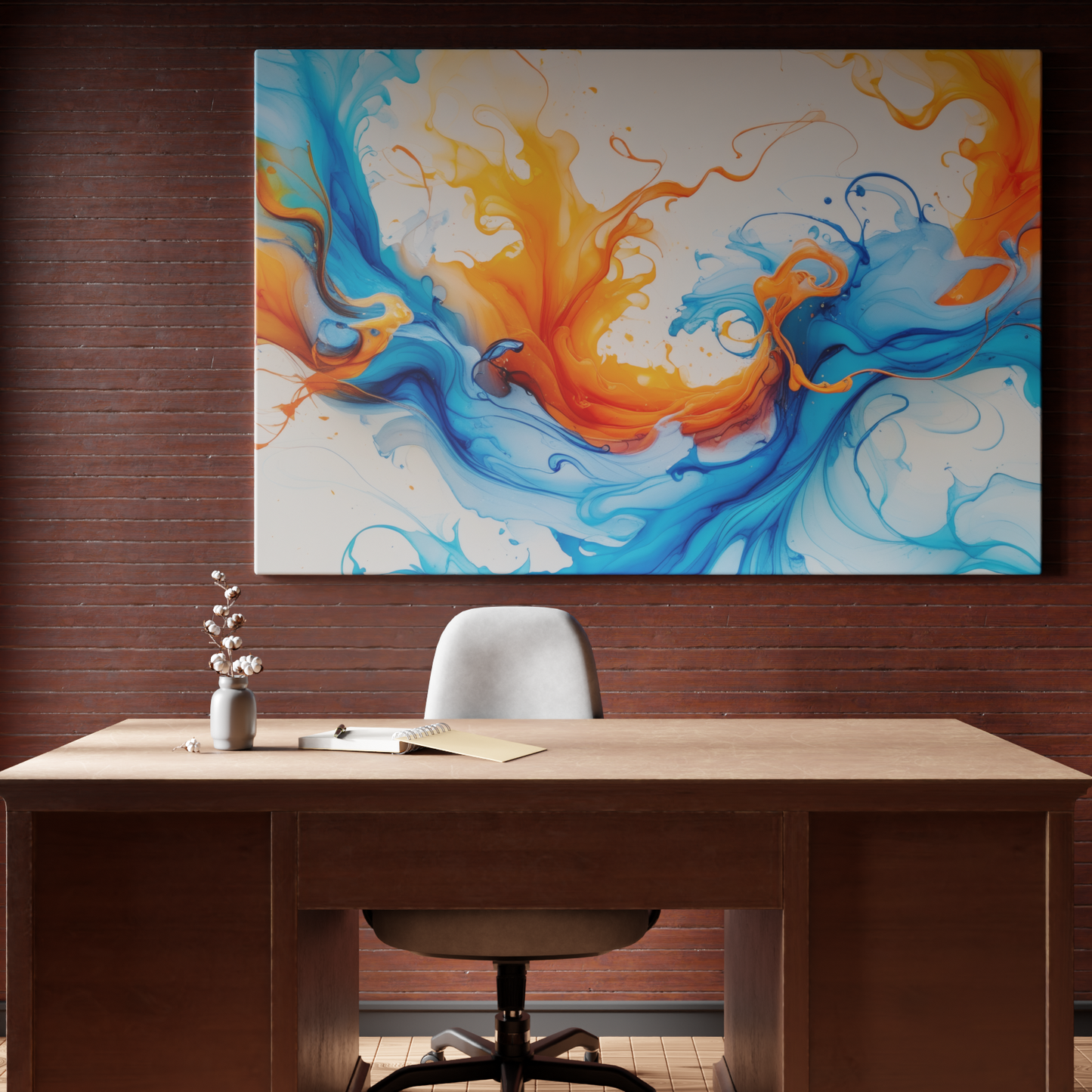 Energetic Swirls of Blue and Orange