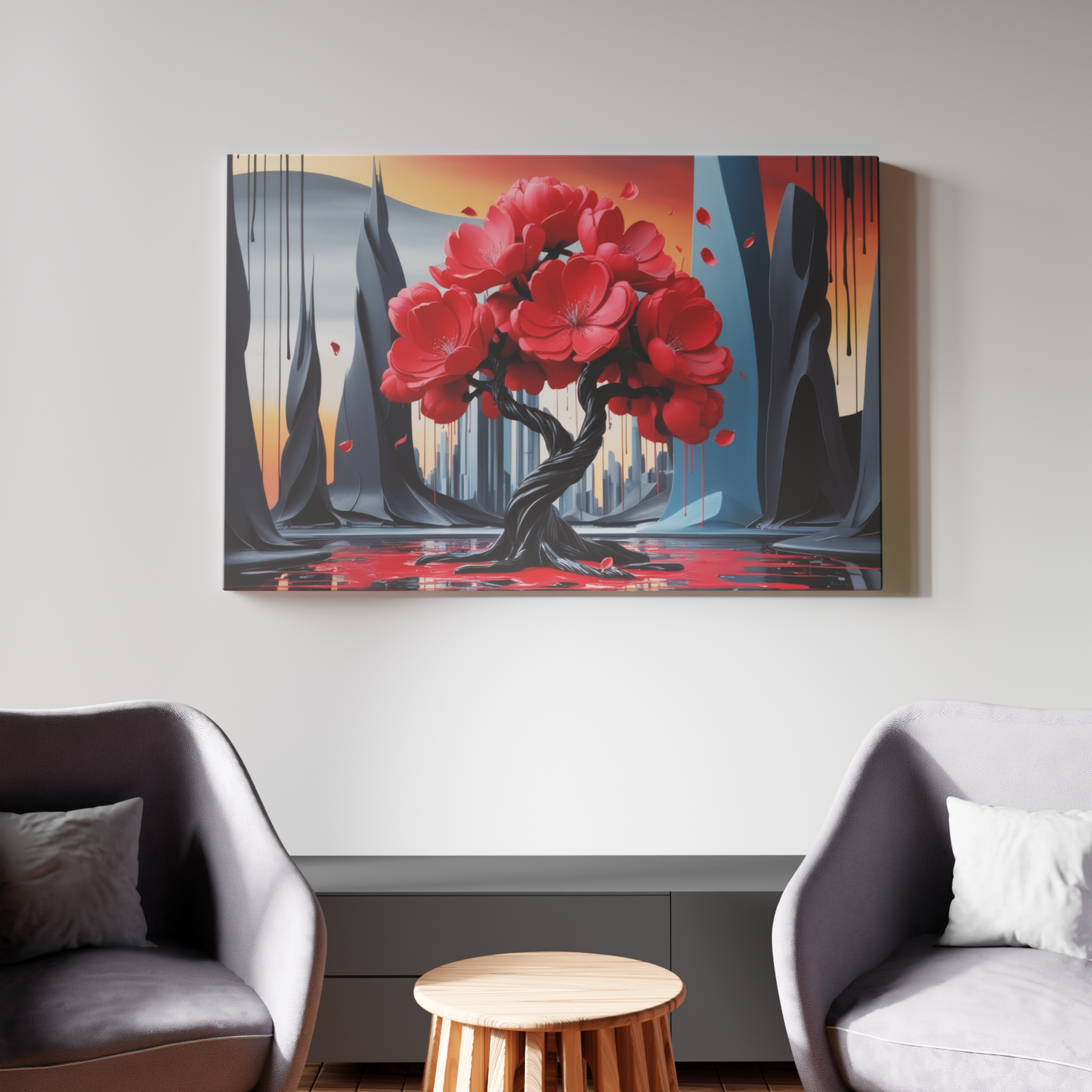 Crimson Blossom in a Surreal Realm