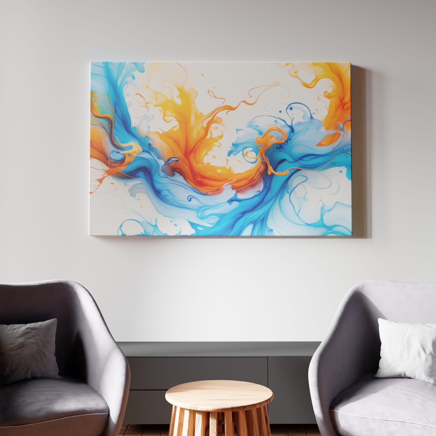 Energetic Swirls of Blue and Orange