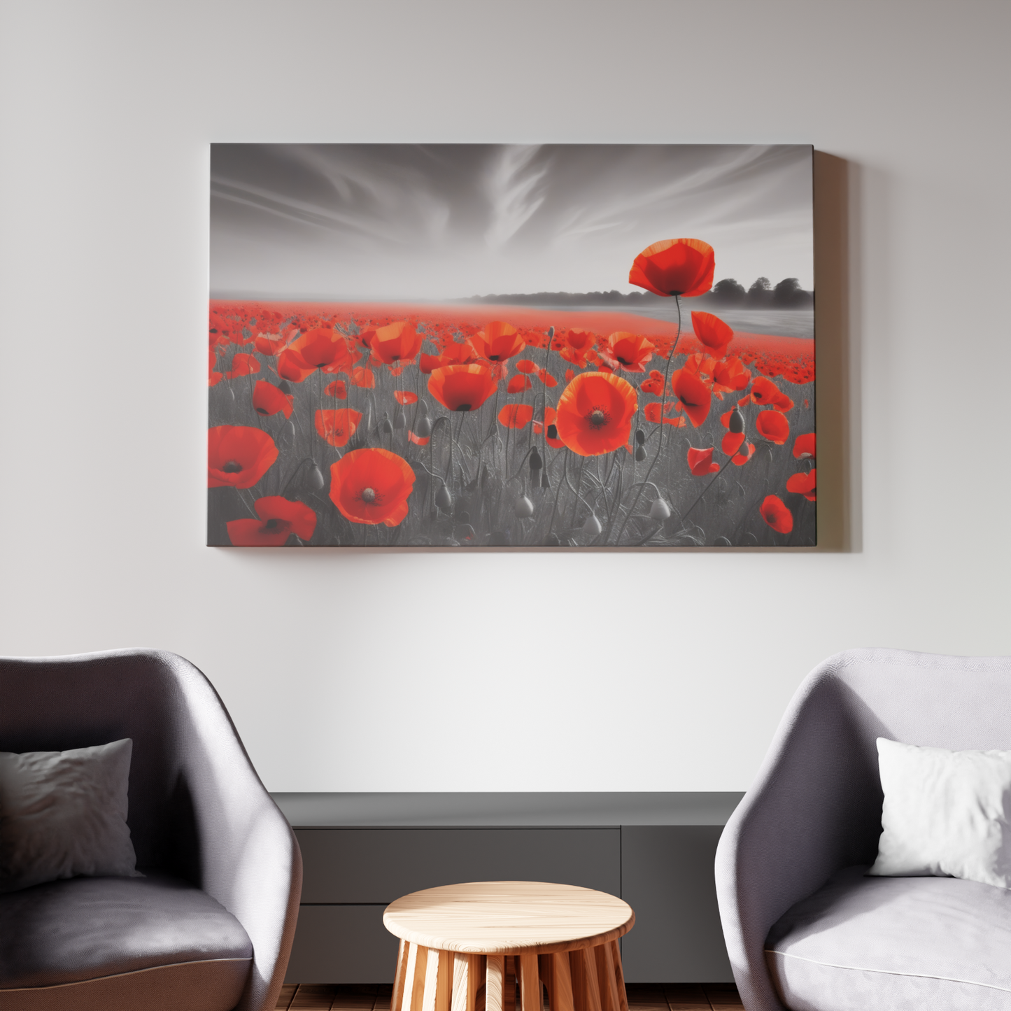 Poppies in Monochrome Dreamscape