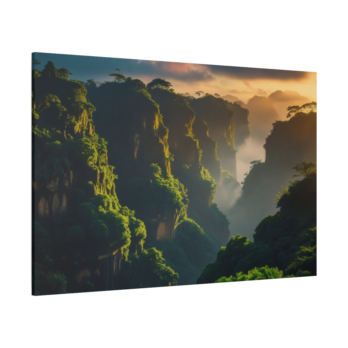 Misty Dawn over Verdant Cliffs