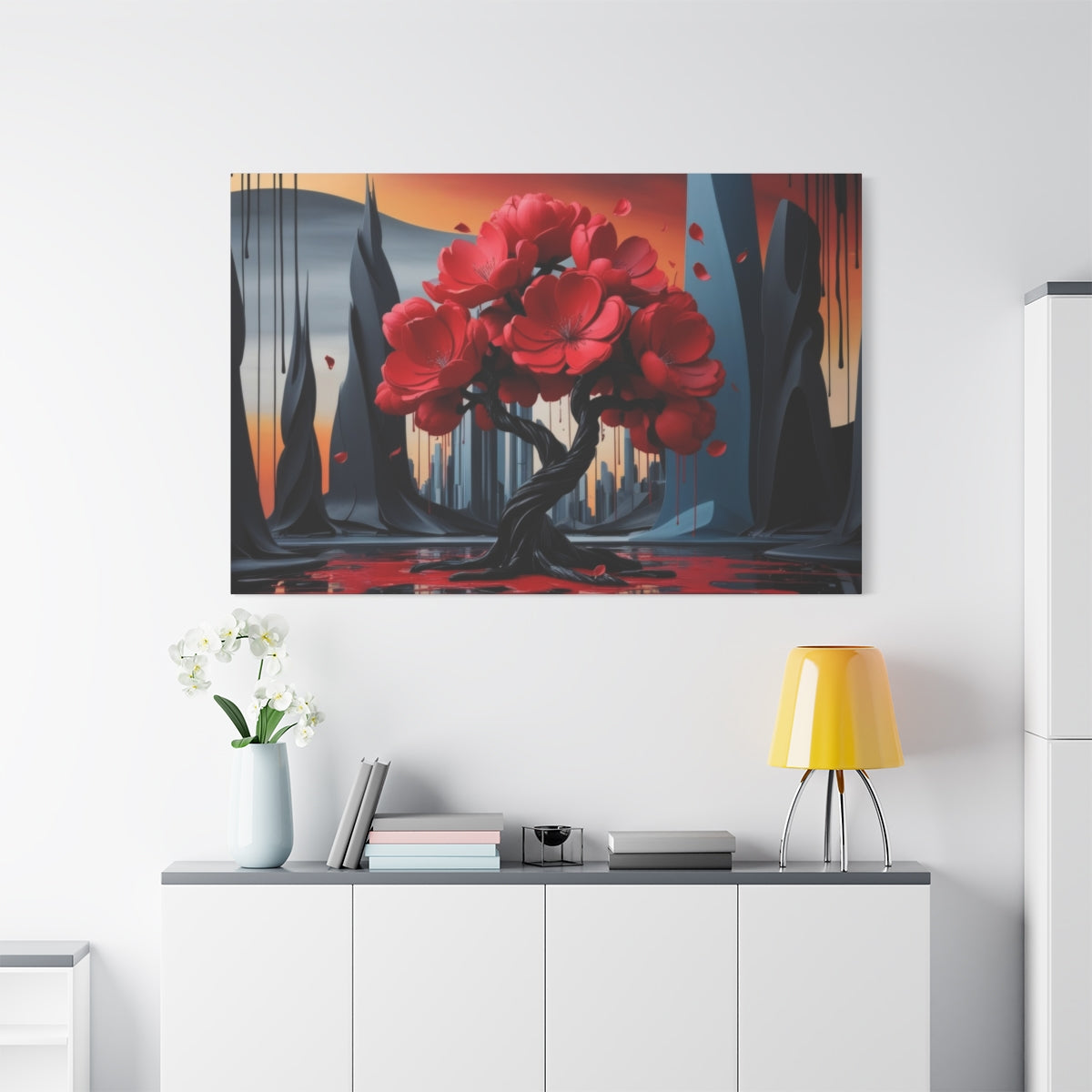 Crimson Blossom in a Surreal Realm