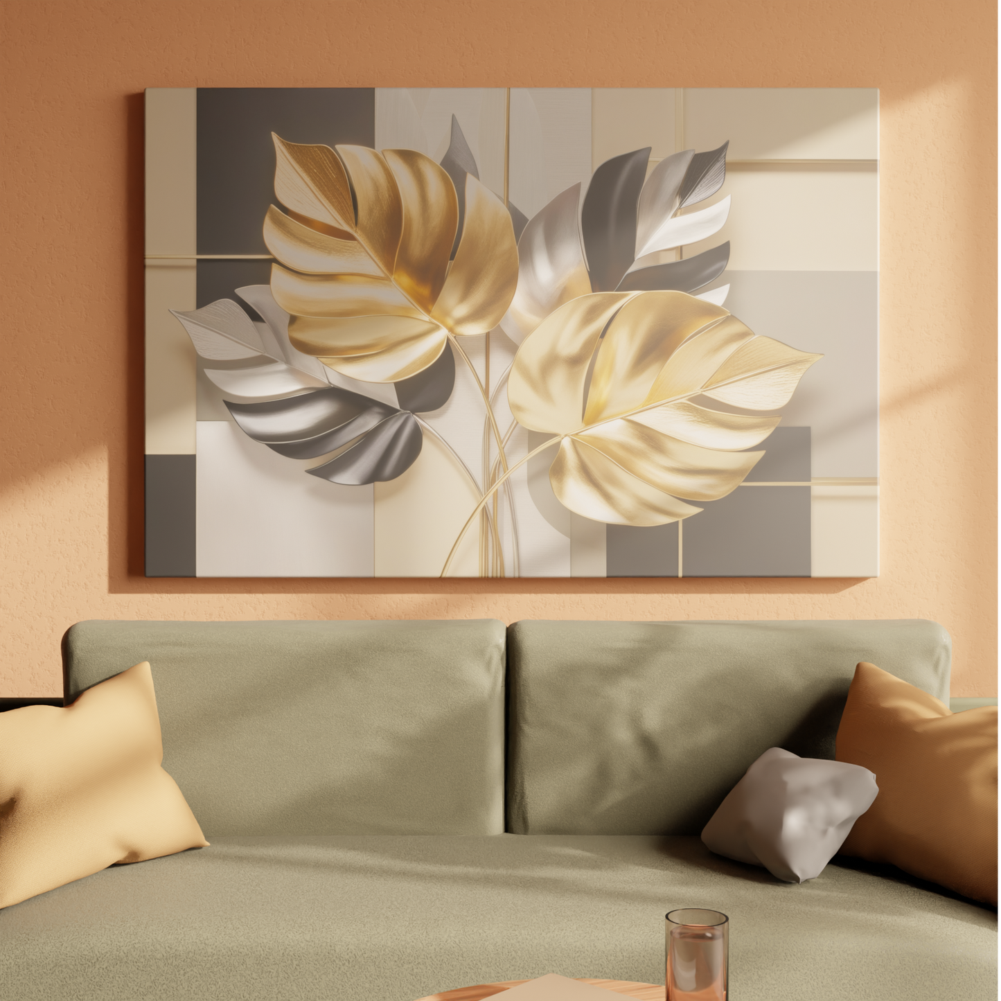 Golden Leaves on Geometric Canvas