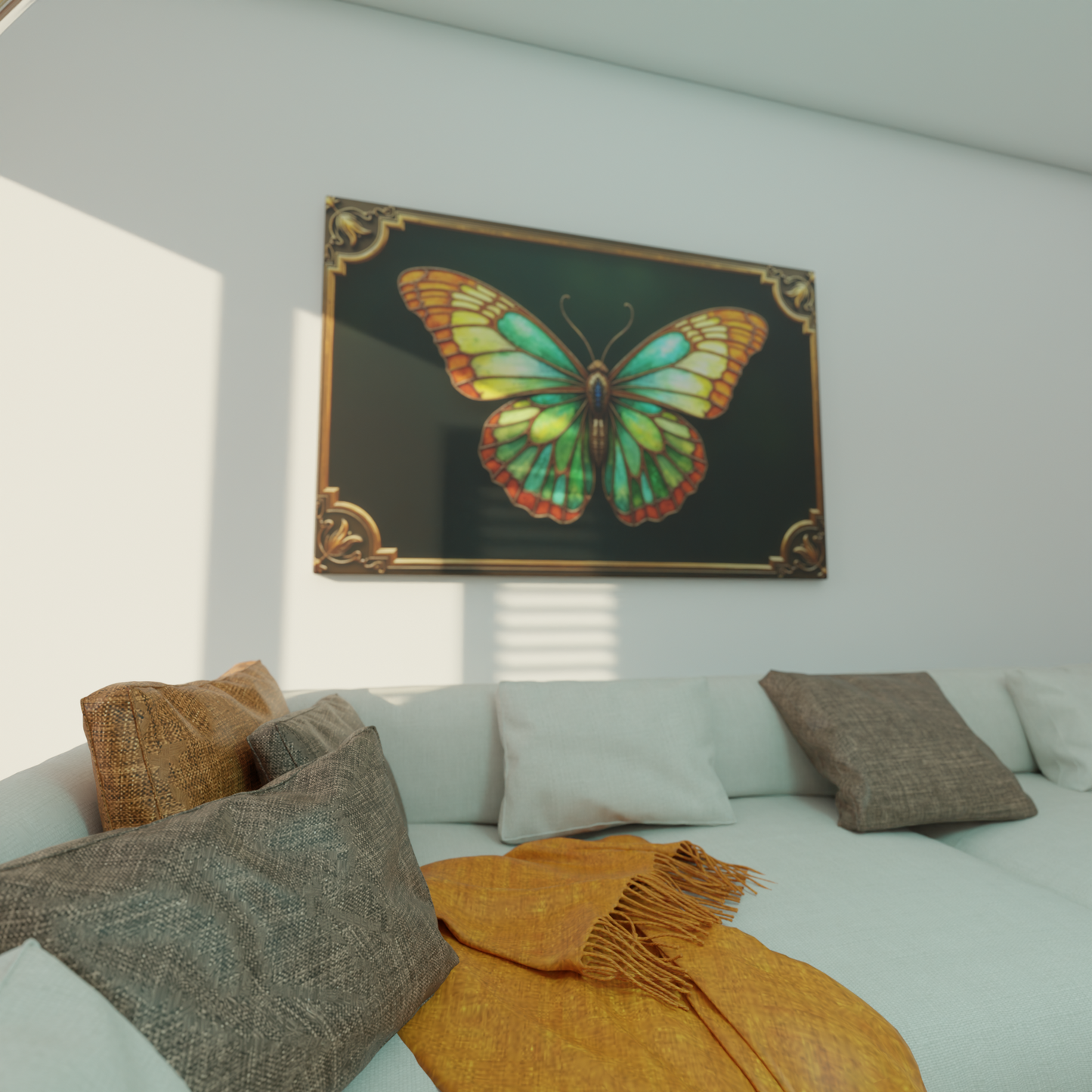 Ethereal Butterfly in Stained Glass