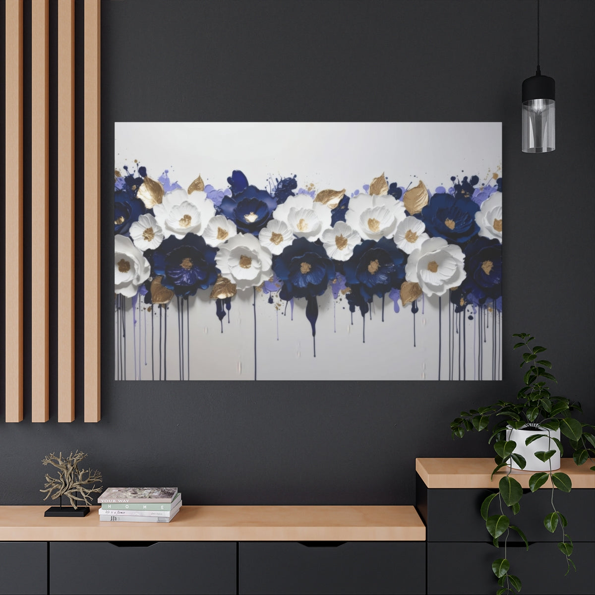 Cascade of Elegance: Blue and White Floral Symphony