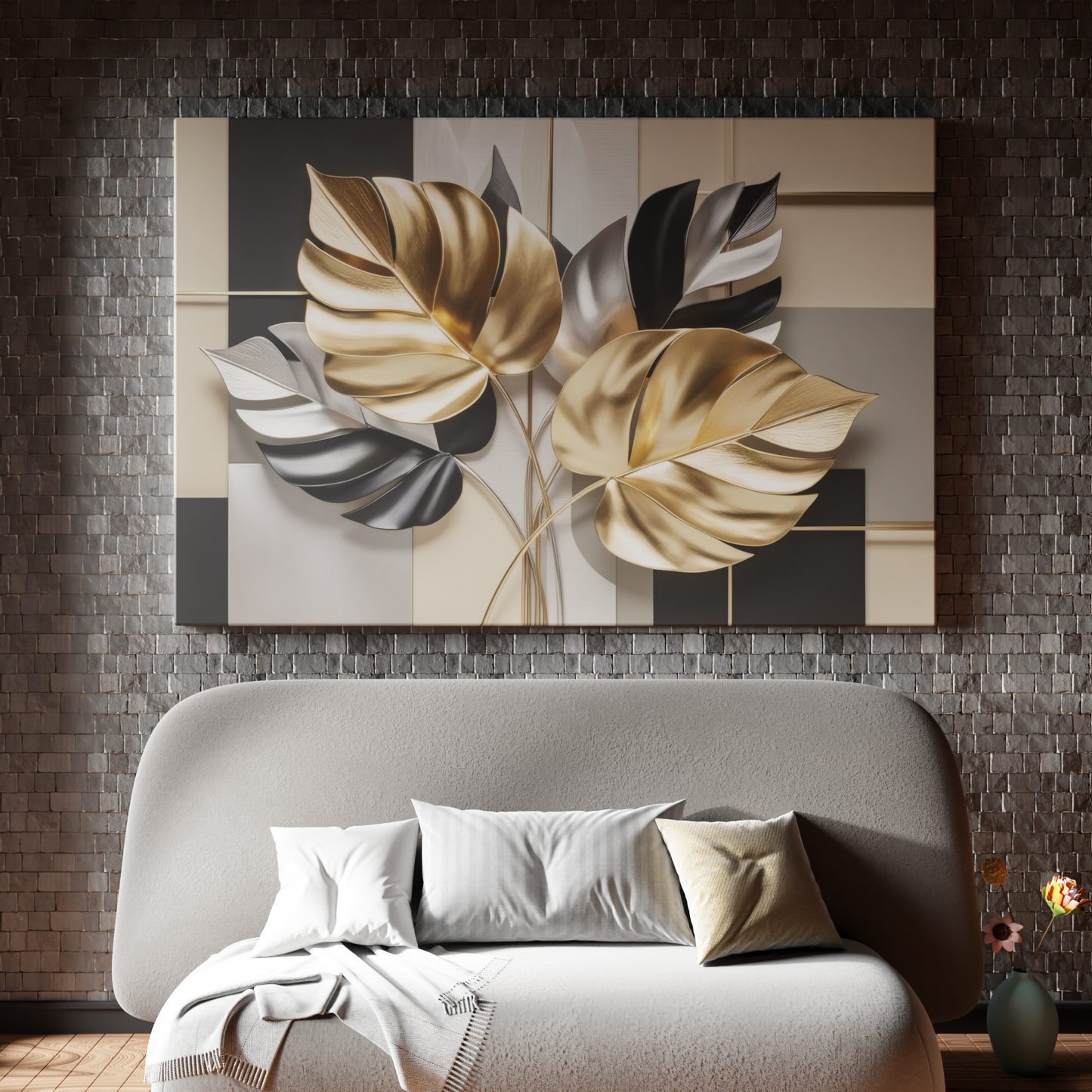 Golden Leaves on Geometric Canvas
