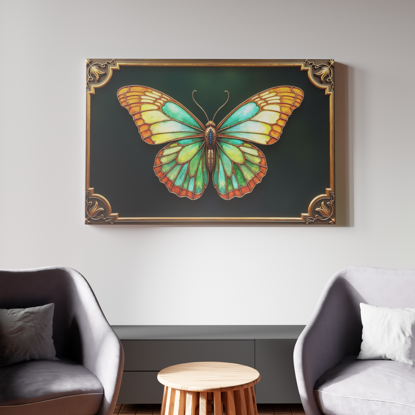 Ethereal Butterfly in Stained Glass