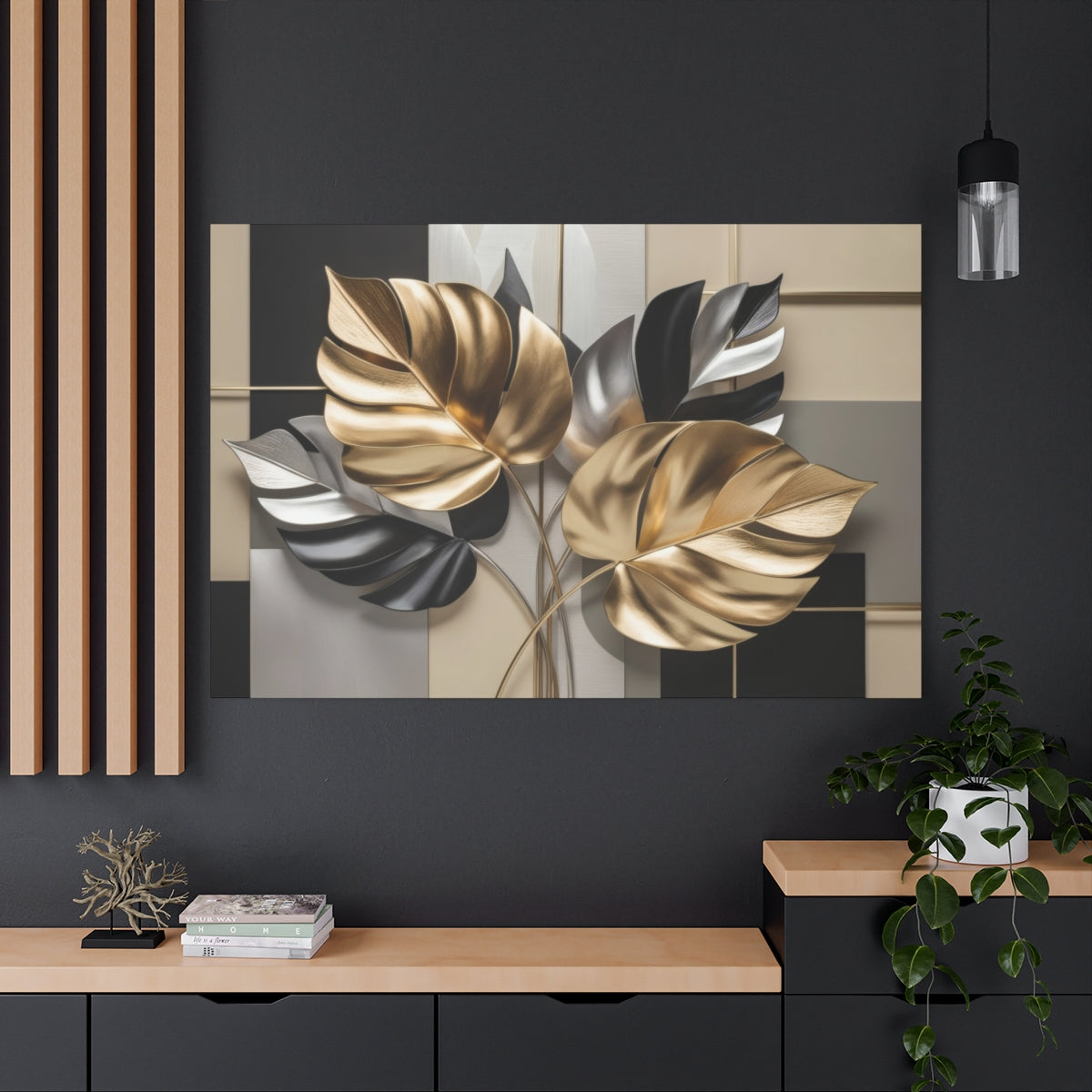 Golden Leaves on Geometric Canvas