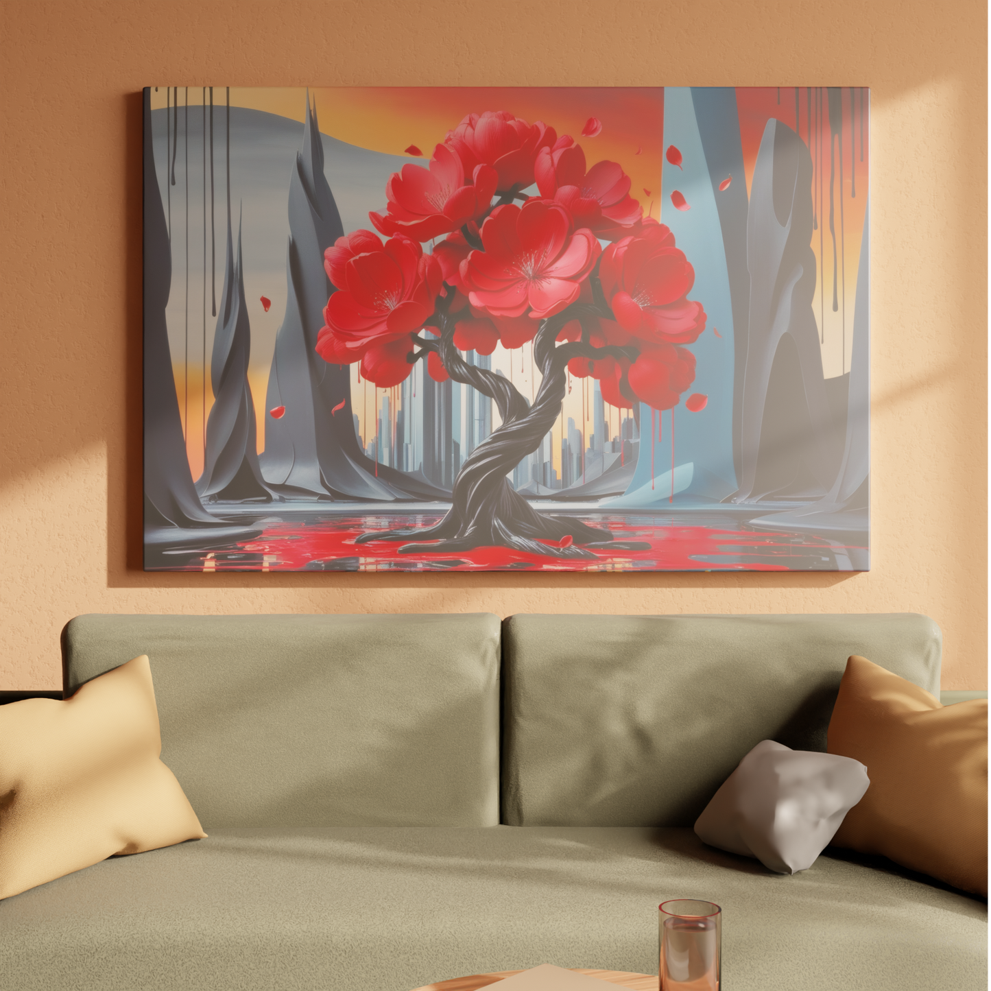 Crimson Blossom in a Surreal Realm