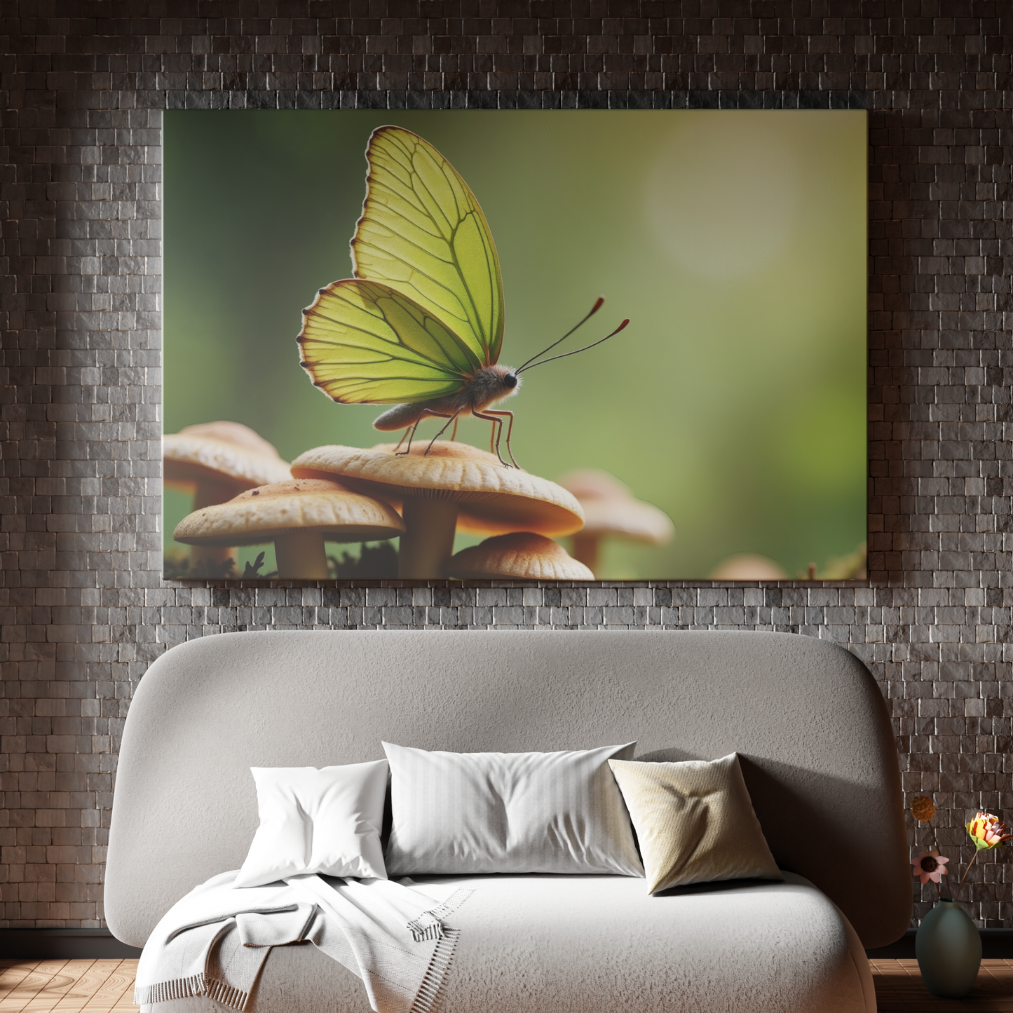 Butterfly Reverie on Forest Mushrooms