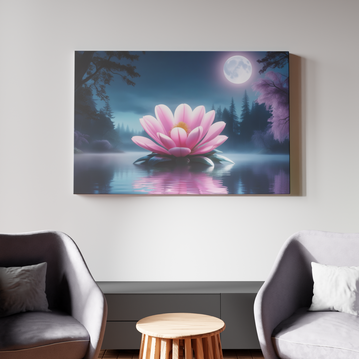 Moonlit Blossom on Tranquil Waters