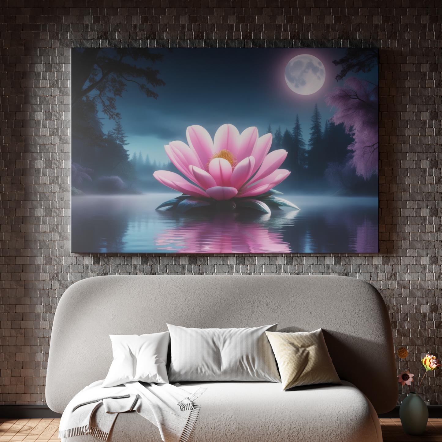 Moonlit Blossom on Tranquil Waters
