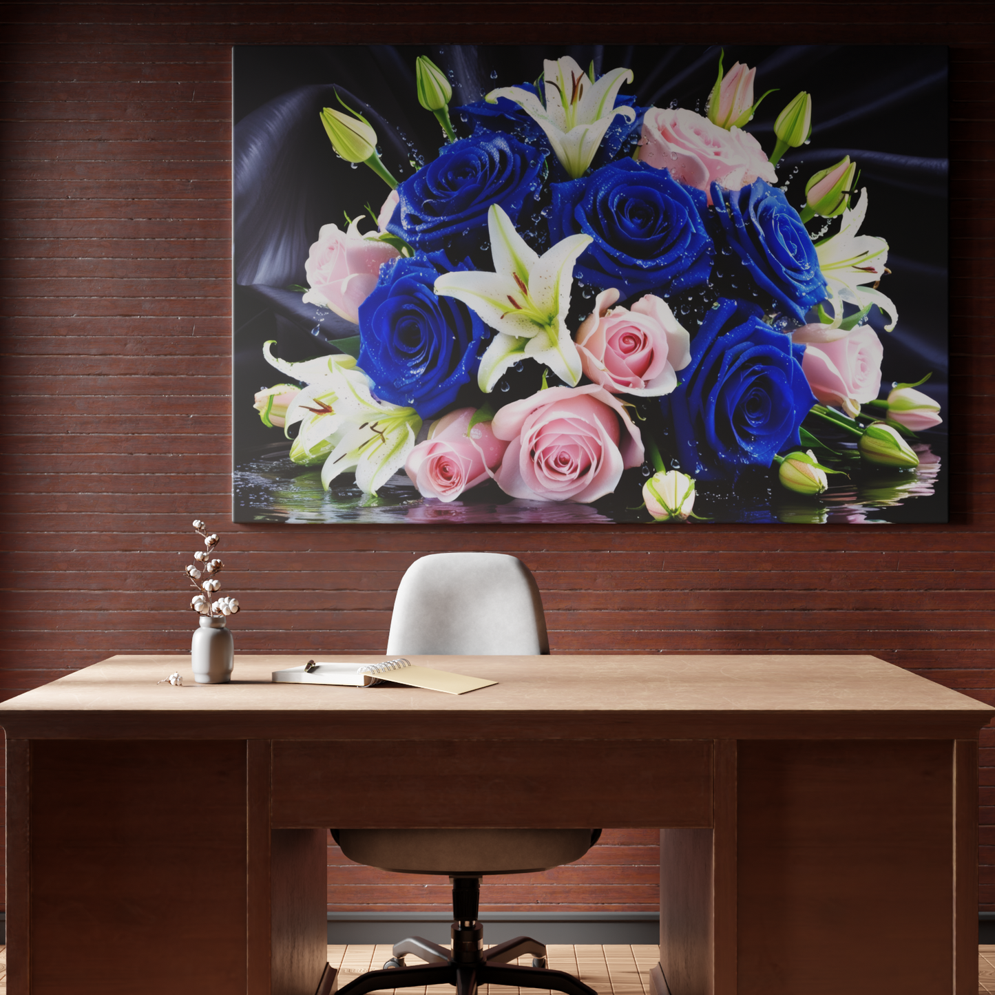 Floral Symphony of Blue and Pink