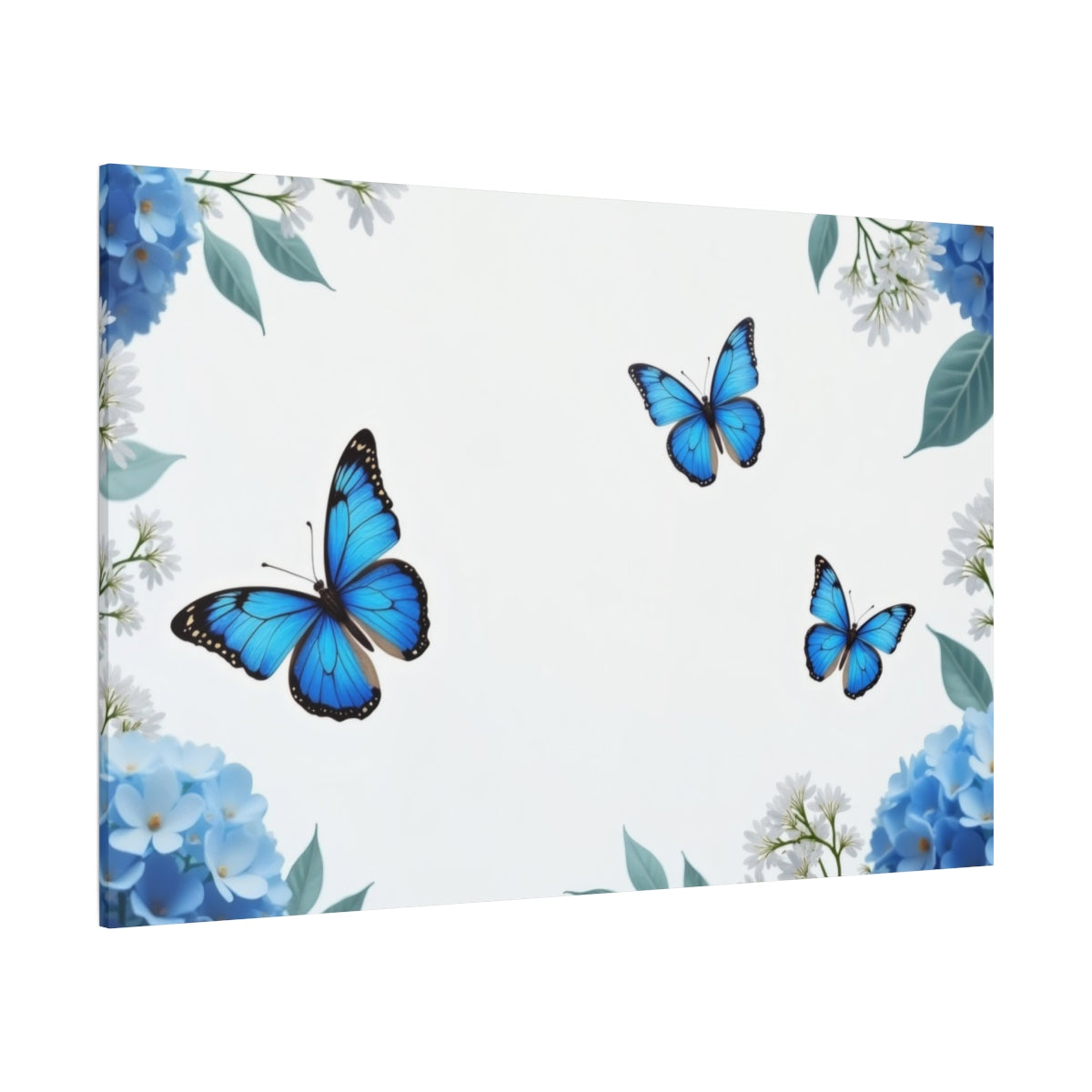 Blue Butterfly Dance Amid Blossoms