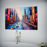 Vibrant Canal in a Neon Cityscape