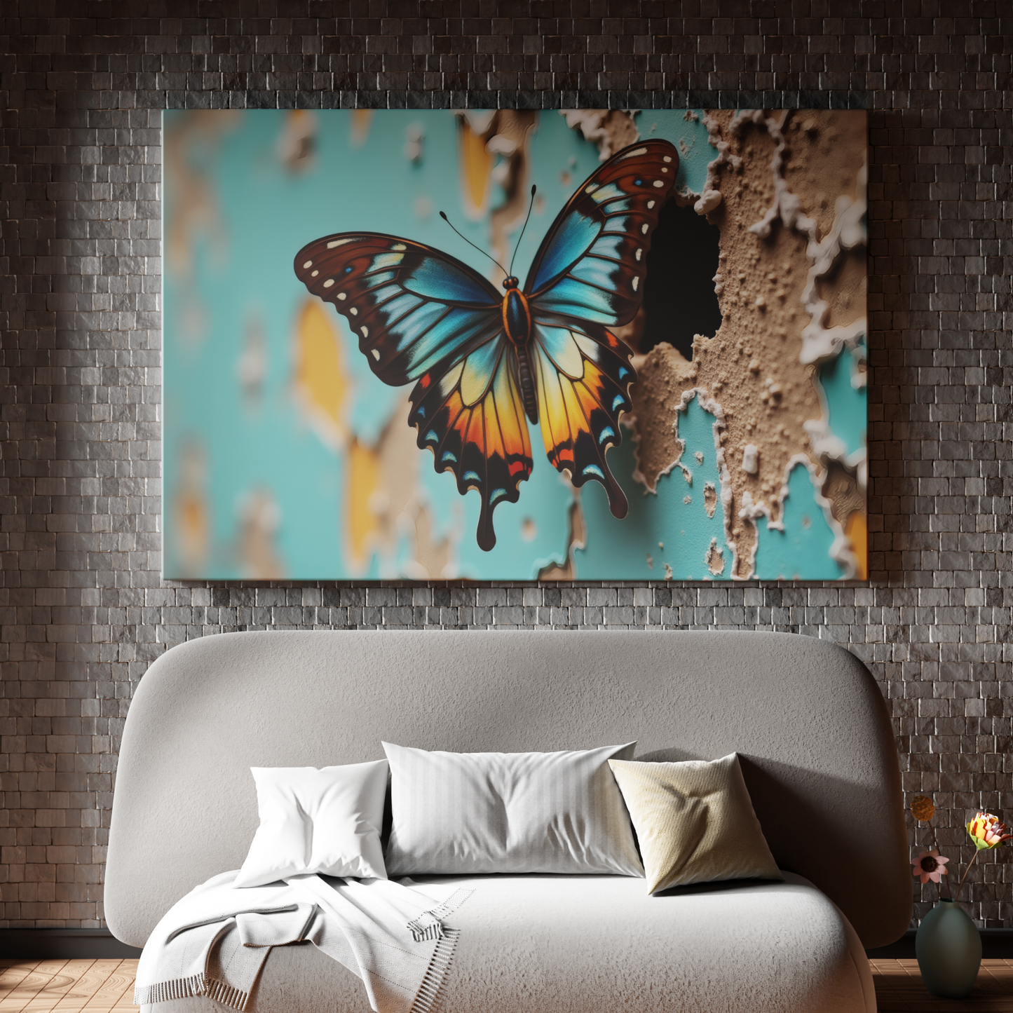 Butterfly Amidst Decay: A Contrast in Beauty