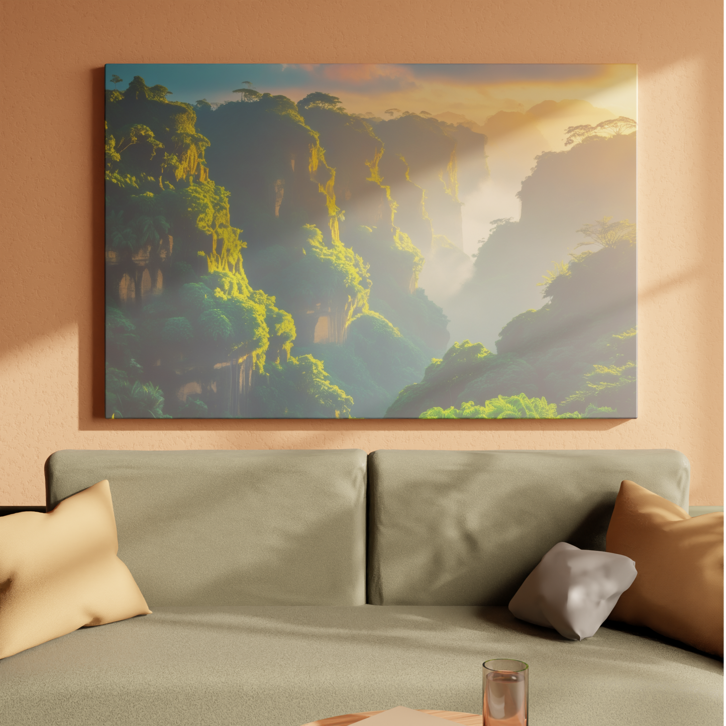 Misty Dawn over Verdant Cliffs