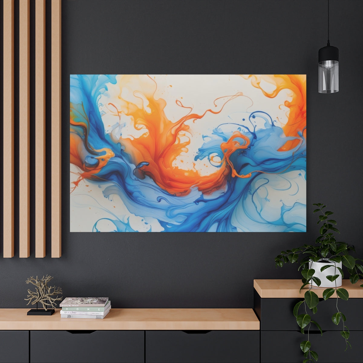 Energetic Swirls of Blue and Orange