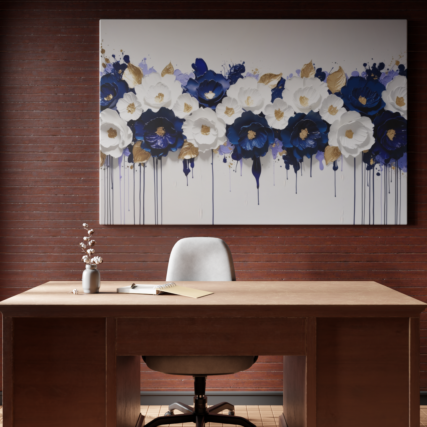 Cascade of Elegance: Blue and White Floral Symphony