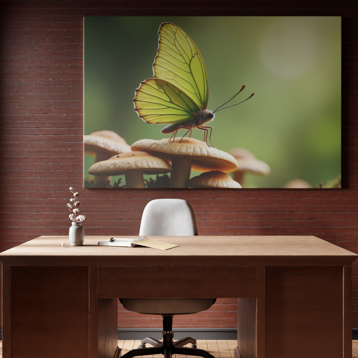 Butterfly Reverie on Forest Mushrooms