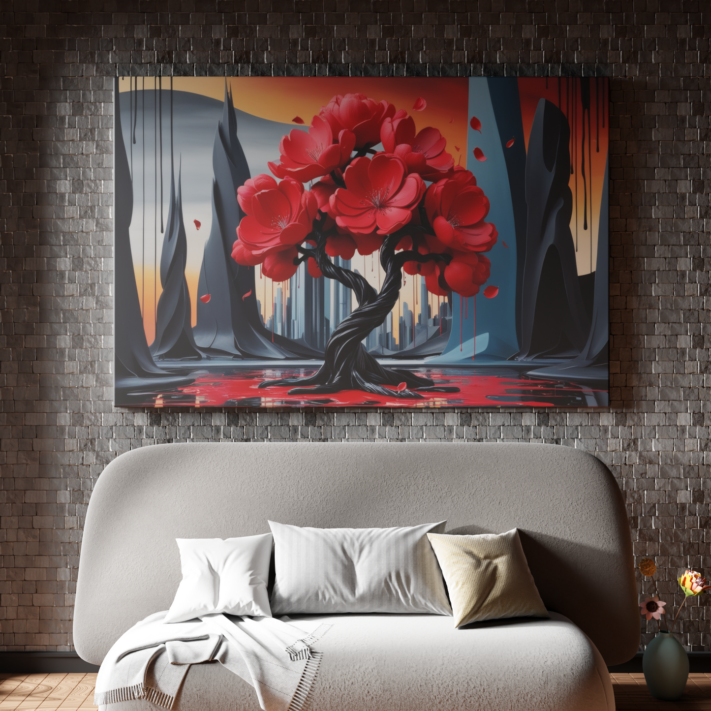 Crimson Blossom in a Surreal Realm
