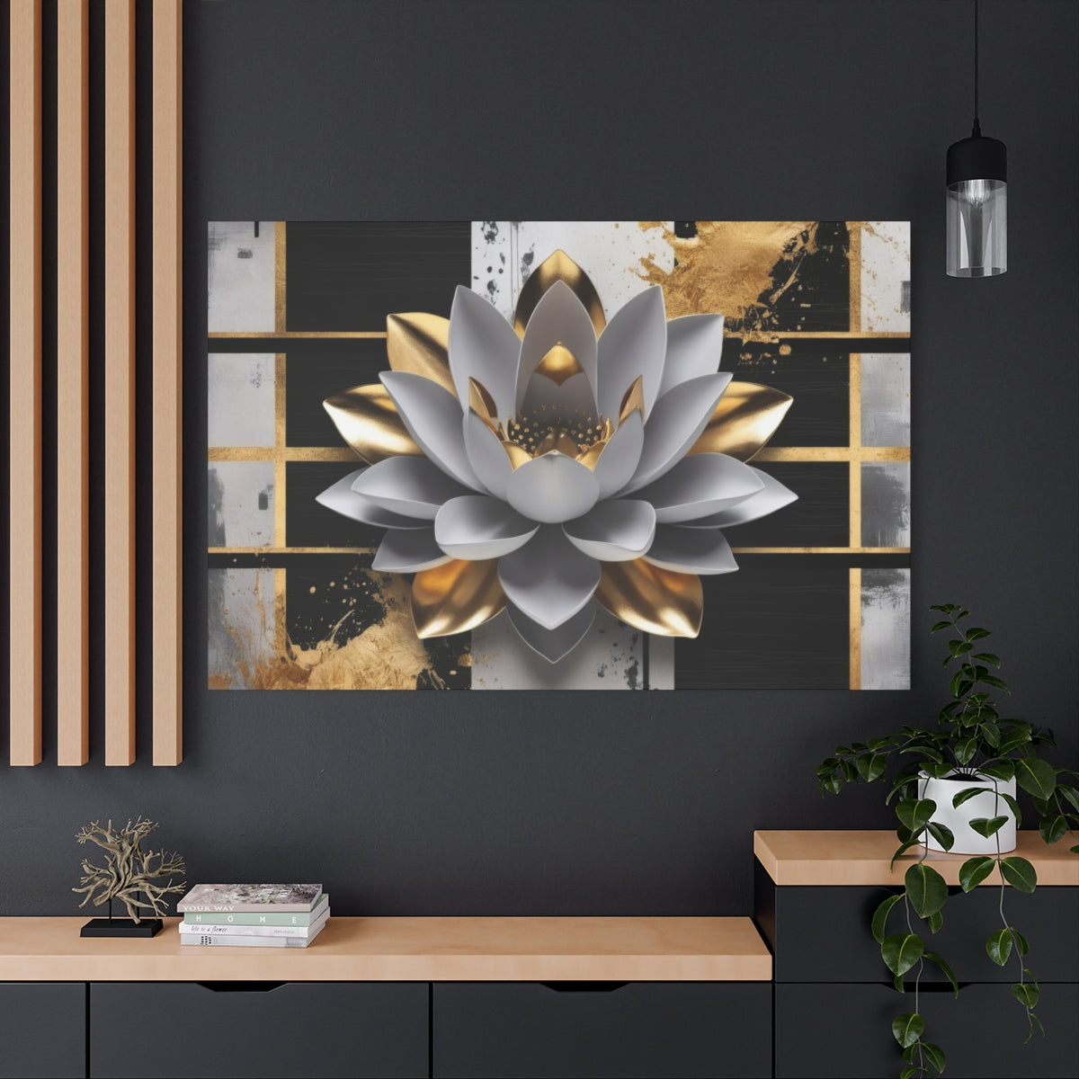 Lotus Elegance in Metallic Harmony