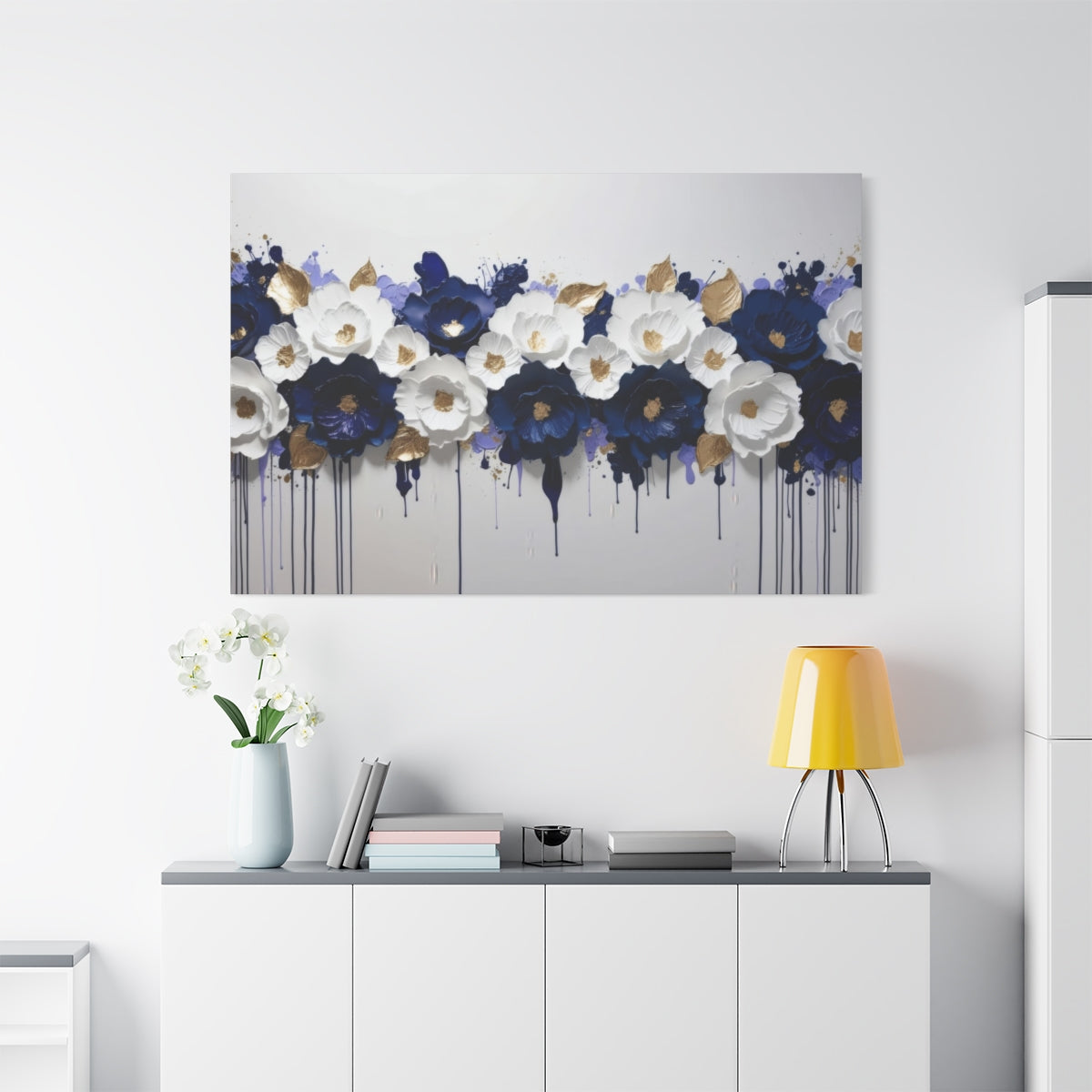 Cascade of Elegance: Blue and White Floral Symphony
