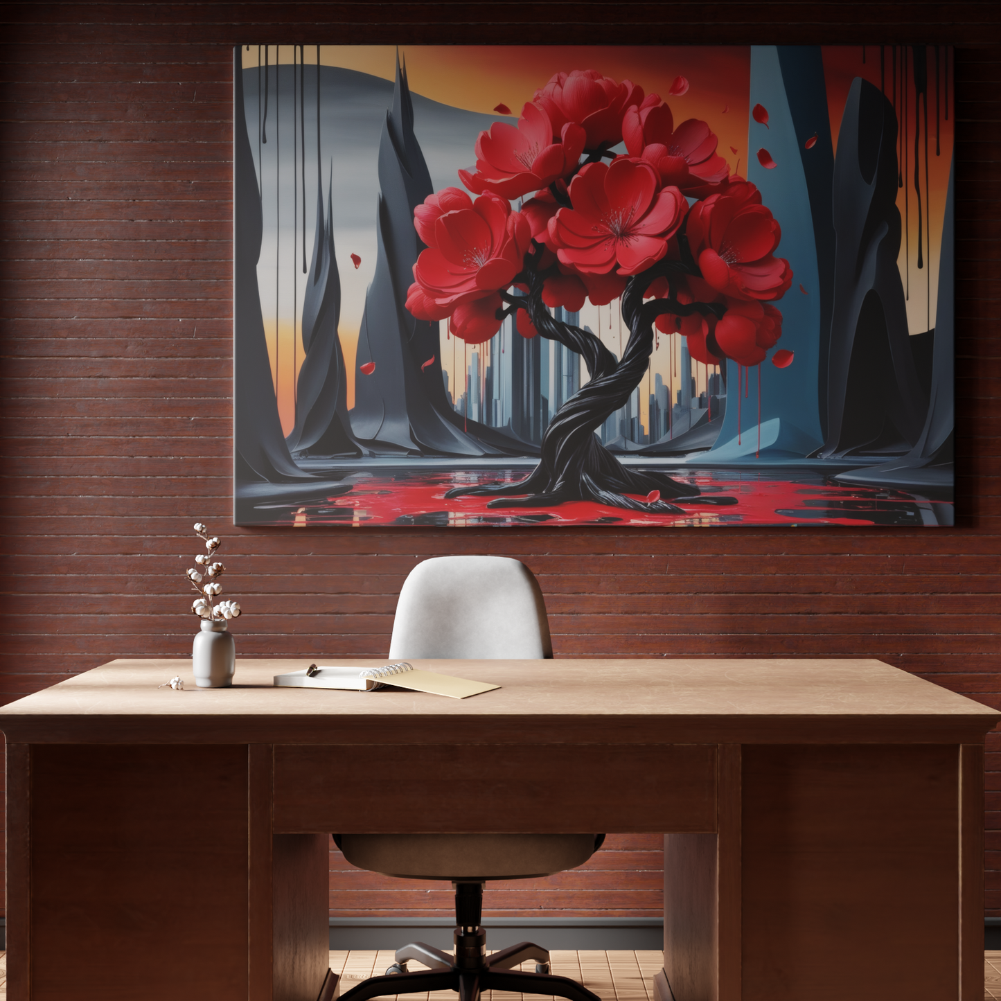 Crimson Blossom in a Surreal Realm