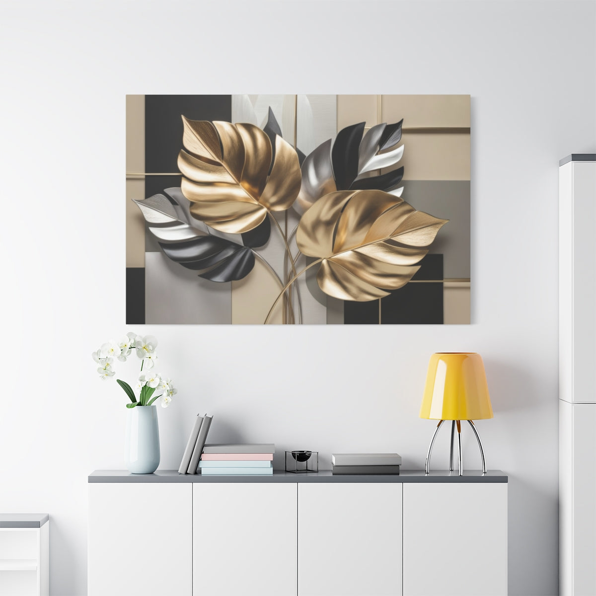 Golden Leaves on Geometric Canvas