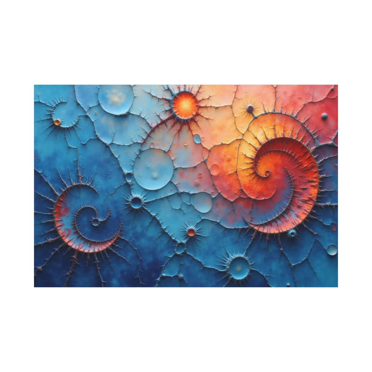 Celestial Spirals in Blue and Coral