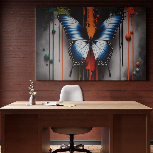 Vibrant Butterfly on Abstract Canvas