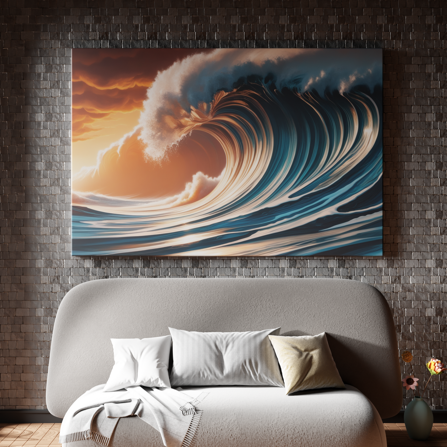 Majestic Ocean Surge at Sunset