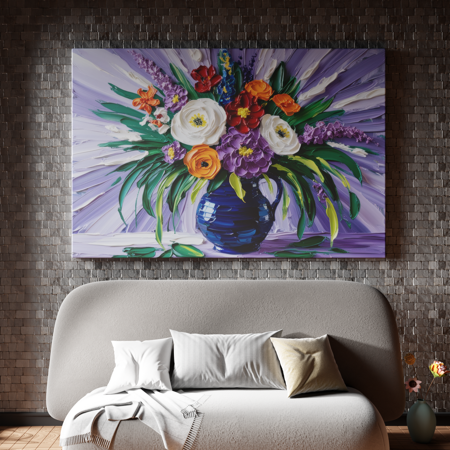 Vivid Blooms in a Midnight Vase