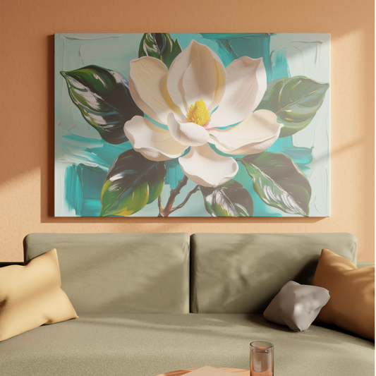 Magnolia Elegance on Teal