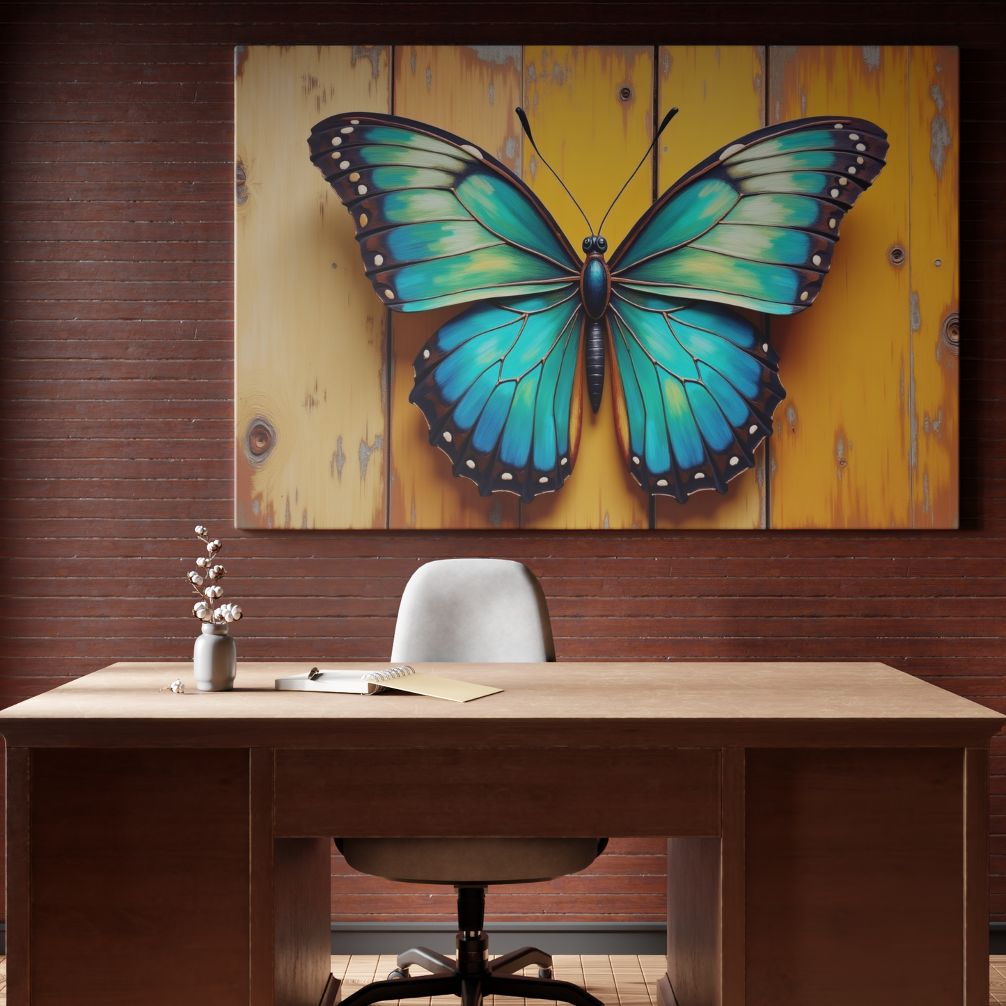 Vibrant Wings on Rustic Canvas
