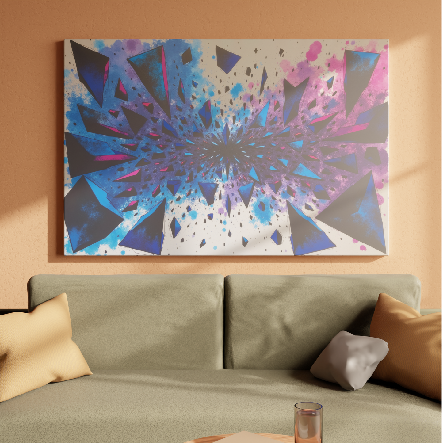 Prismatic Explosion: Vibrant Geometric Burst