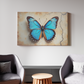 Ethereal Blue Butterfly on Antique Canvas