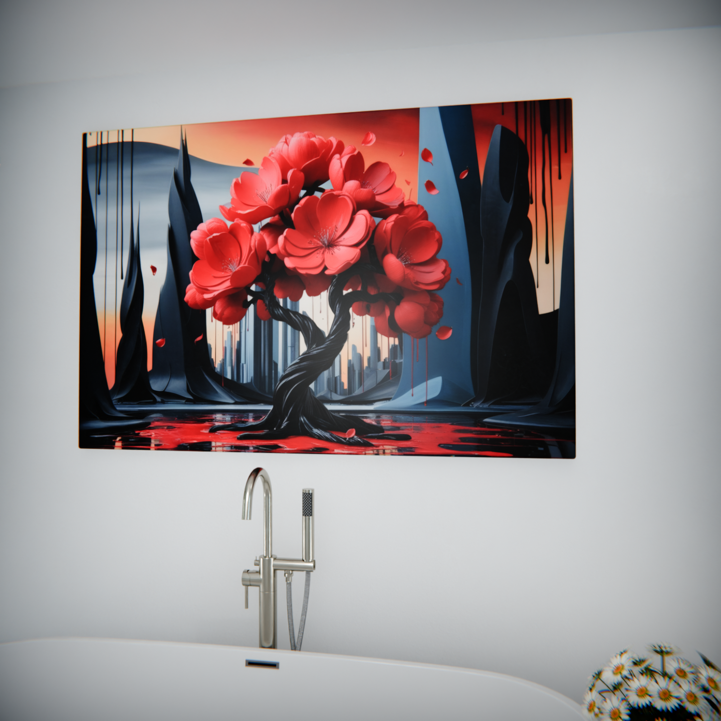 Crimson Blossom in a Surreal Realm