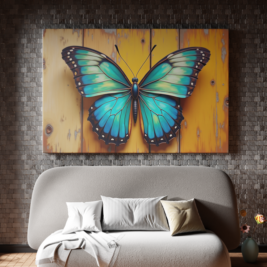 Vibrant Wings on Rustic Canvas