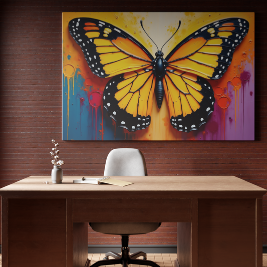 Vibrant Monarch on Splashing Hues