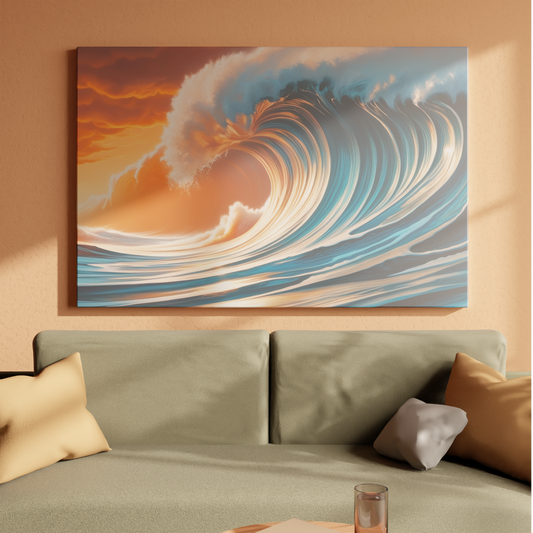 Majestic Ocean Surge at Sunset