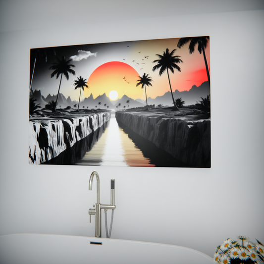 Sunset Oasis: Bold Palms Meet Fiery Sky