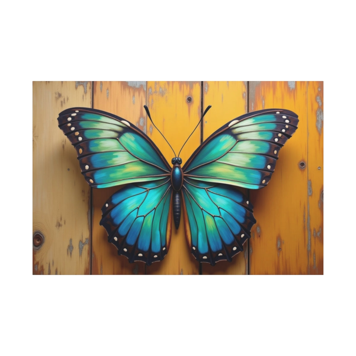 Vibrant Butterfly on Rustic Canvas