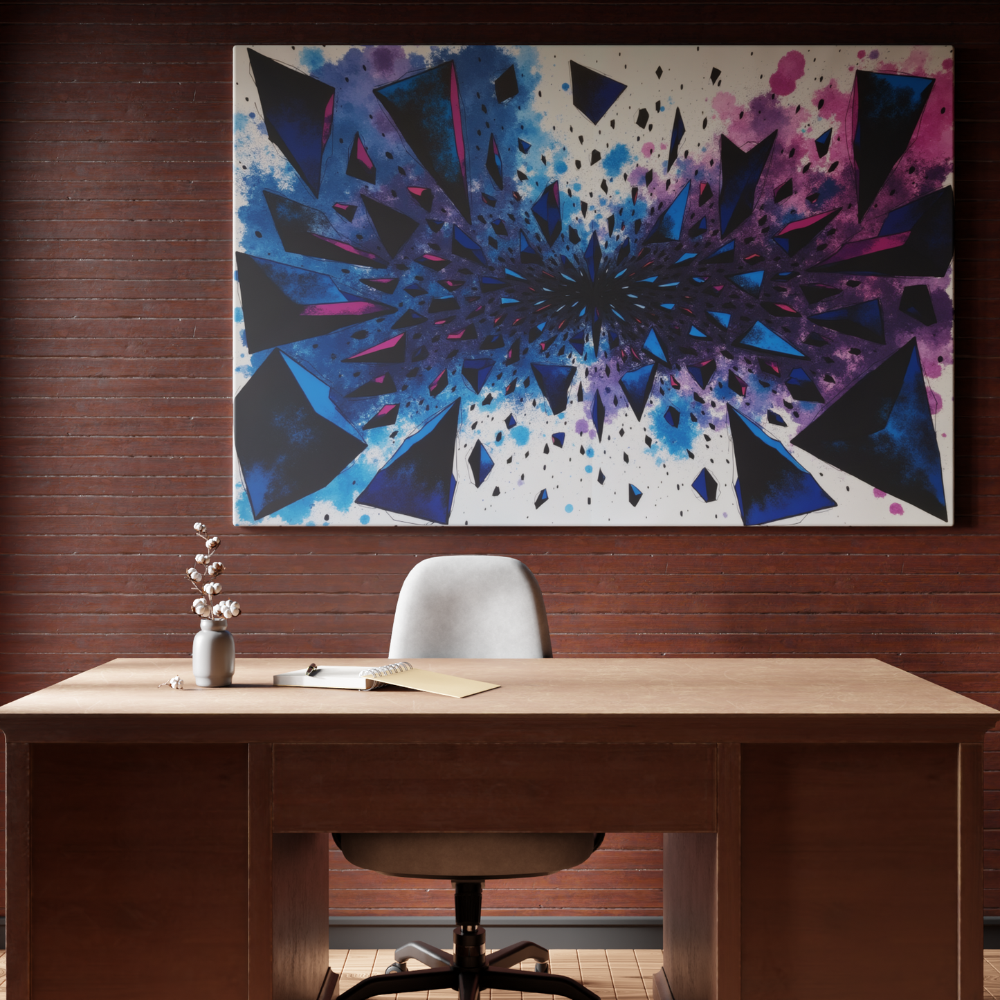 Prismatic Explosion: Vibrant Geometric Burst