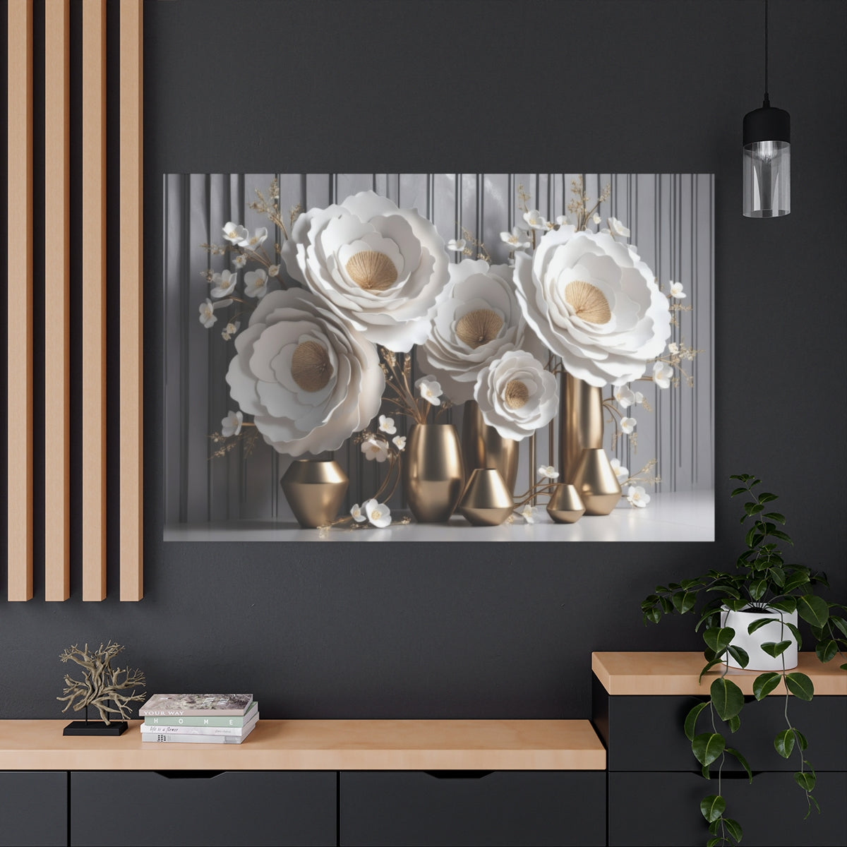 Ethereal Blossoms and Golden Vessels