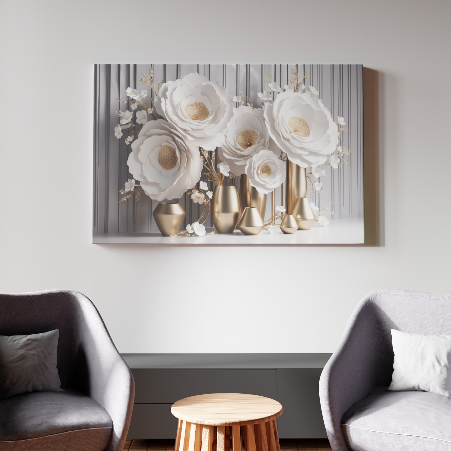 Ethereal Blossoms and Golden Vessels