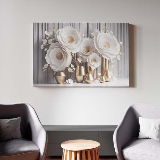 Ethereal Blossoms and Golden Vessels
