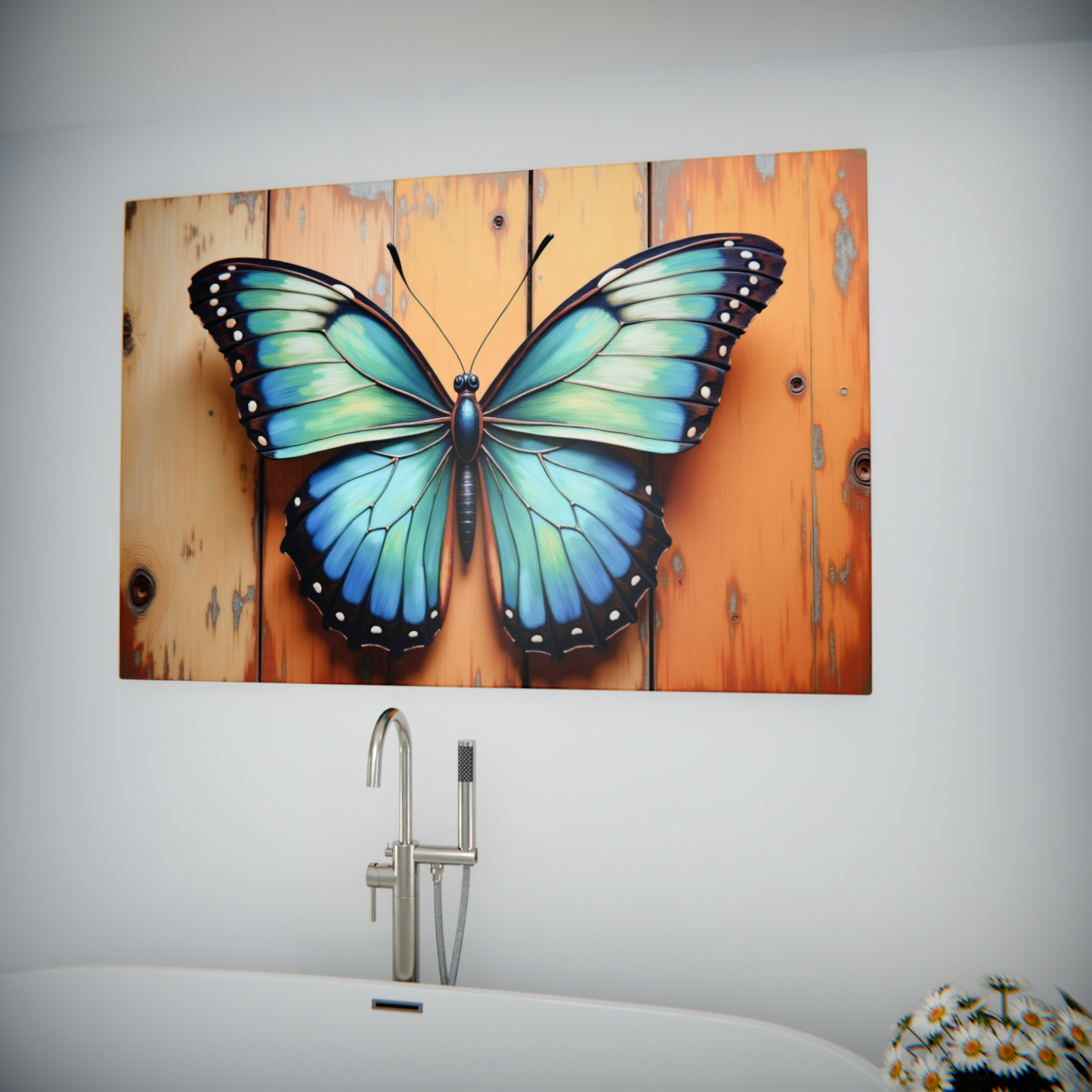 Vibrant Wings on Rustic Canvas