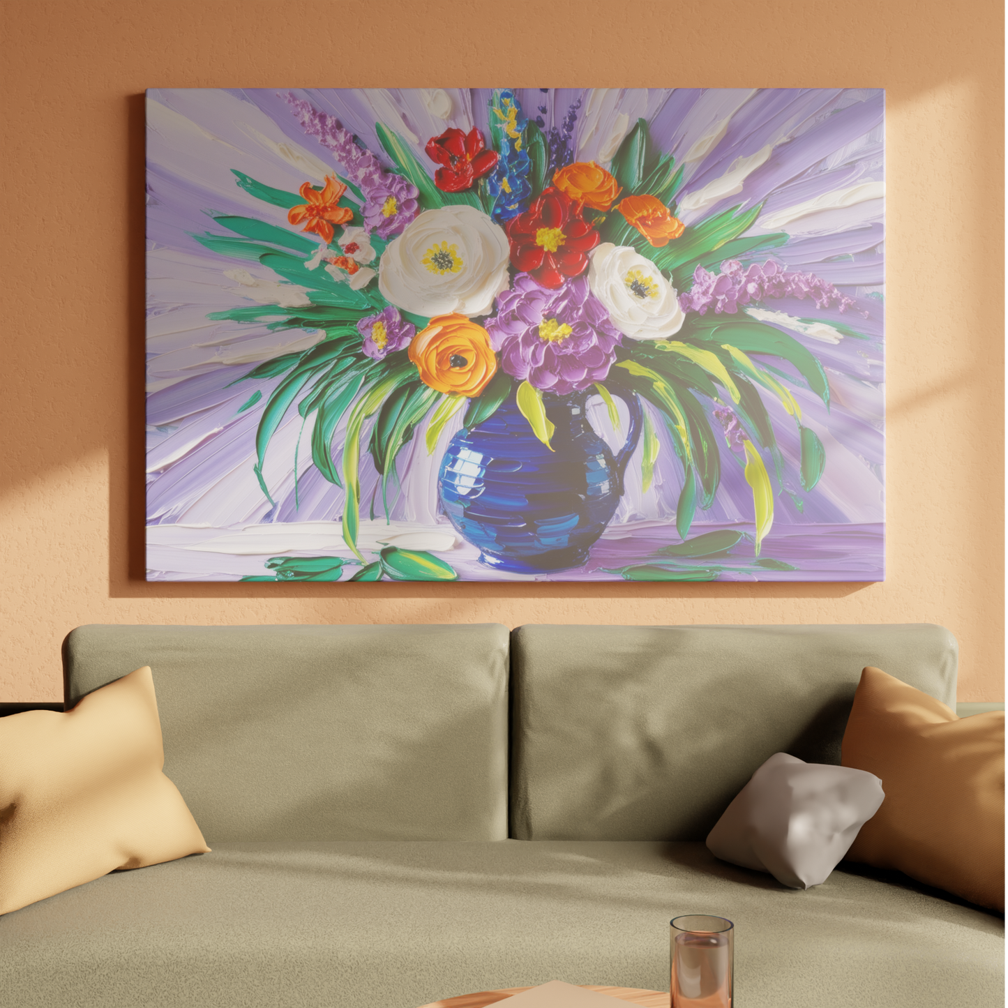 Vivid Blooms in a Midnight Vase